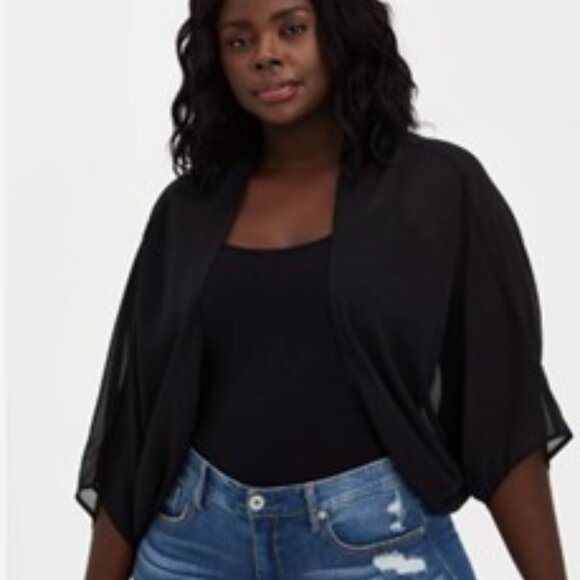 plus size sheer chiffon  black shrug bolero open front size 5X Zanzea - Picture 5 of 16